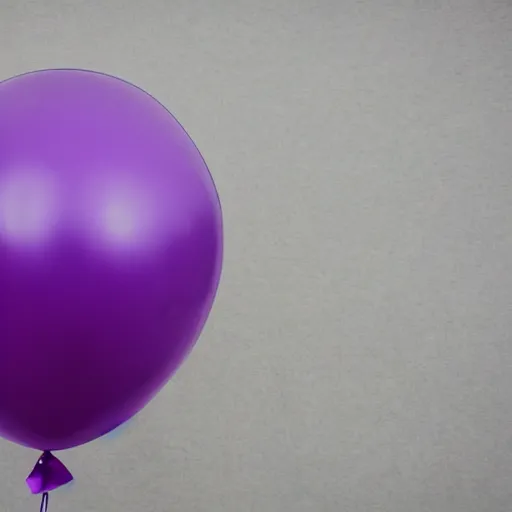 Prompt: a high resolution photograph of a purple balloon animal of a dog