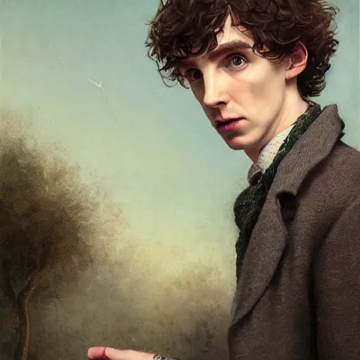 Prompt: portrait of a hybrid of benedict cumberbatch and freddie highmore and and timothee chalamet and eddie redmayne like the doctor who, photo realistic, highly detailed, perfect face, fine details, by carl spitzweg, ismail inceoglu, vdragan bibin, hans thoma, greg rutkowski, alexandros pyromallis