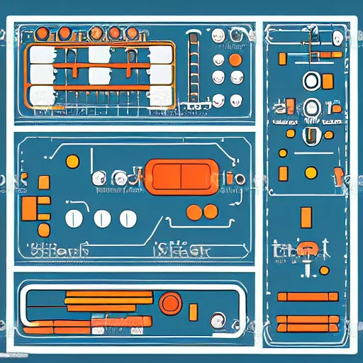 Prompt: vector art of detailed submarine control panel made of motherboards