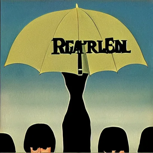 Prompt: rain of Beatles Member, in the style of Magritte, lots of music details