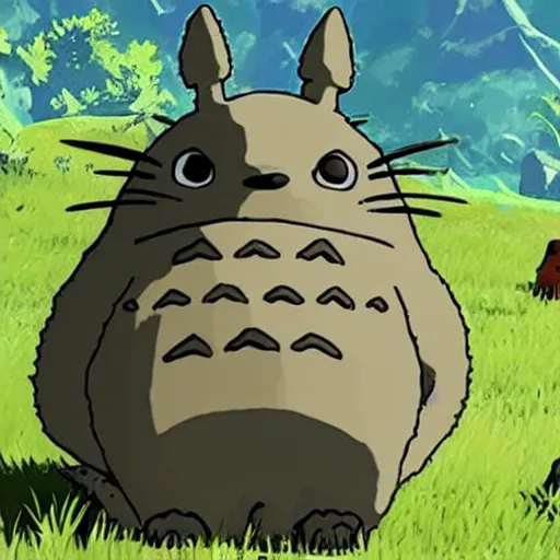 Prompt: totoro in breath of the wild