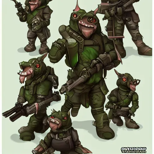 Prompt: goblin recon squad, trending on artstation, small cute characters, beautiful detailed, digital painting