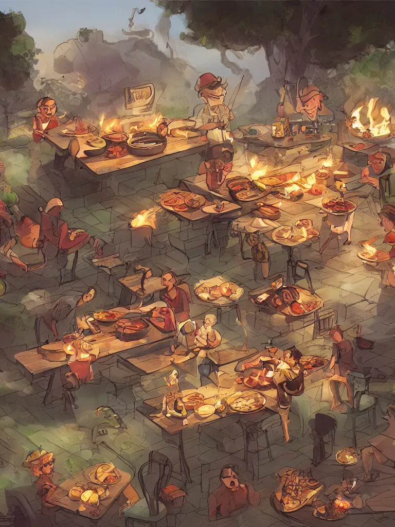 Image similar to barbecue by disney concept artists, blunt borders, rule of thirds