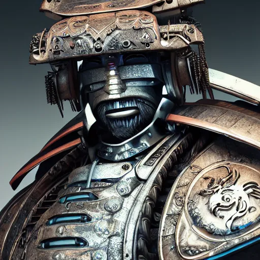 Prompt: photorealistic art of a cybernetic samurai, 8k octane render, intricate detailing,