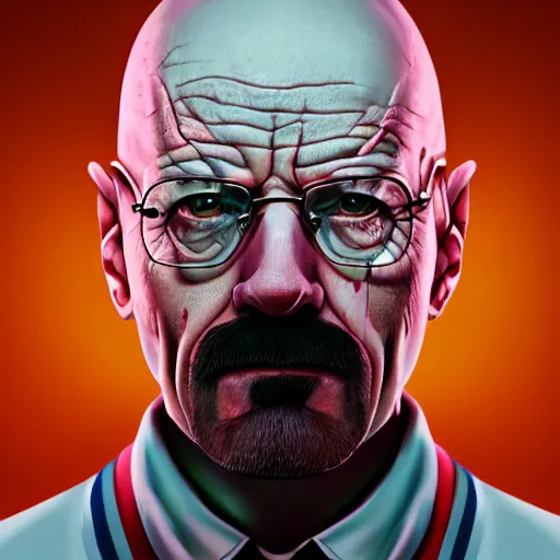 Image similar to walter white clown, au naturel, hyper detailed, digital art, trending in artstation, cinematic lighting, studio quality, smooth render