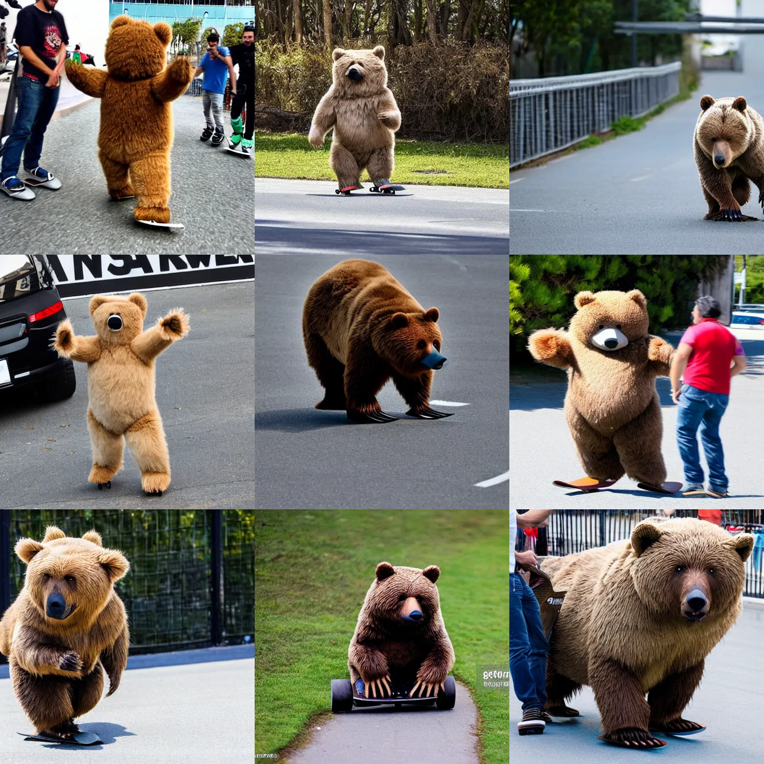 Prompt: foto de um urso de pelúcia andando de skate