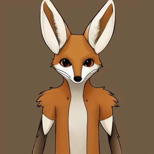 Image similar to a full - body centered front - perspective furry male fursona portrait, a male fennec fursona, mocha swirl color scheme, trending on weasyl, high - resolution, stylized