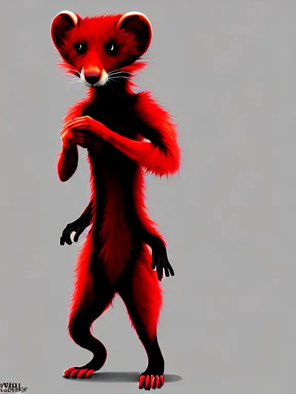 Image similar to furry - male - red - black - weasel - chaos theorist - fursona, uhd, photorealistic, trending on weasyl