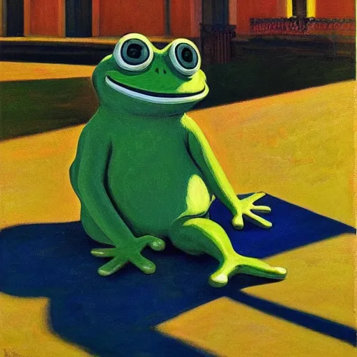 Prompt: pepe the frog in the sun by edward hopper