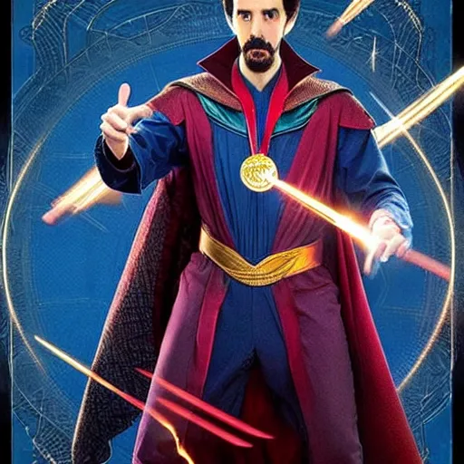 Image similar to “borat as dr strange, poster, highly detailed, dynamic poster”