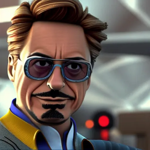 Image similar to robert downey Jr as Tony Stark in a pixar movie