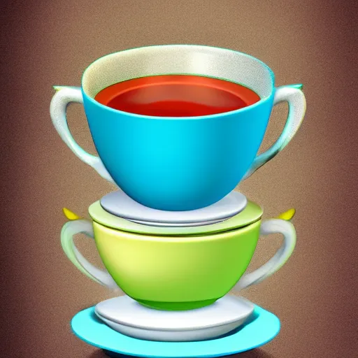 Image similar to Poster of a Teacup on a stack of books, digital art, award winning, trending on artstation