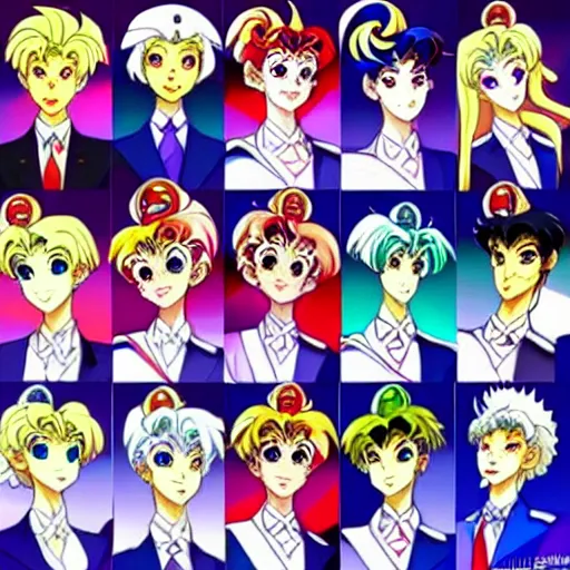 Image similar to lukashenko in style of sailor moon, anime, perfect faces, fine details