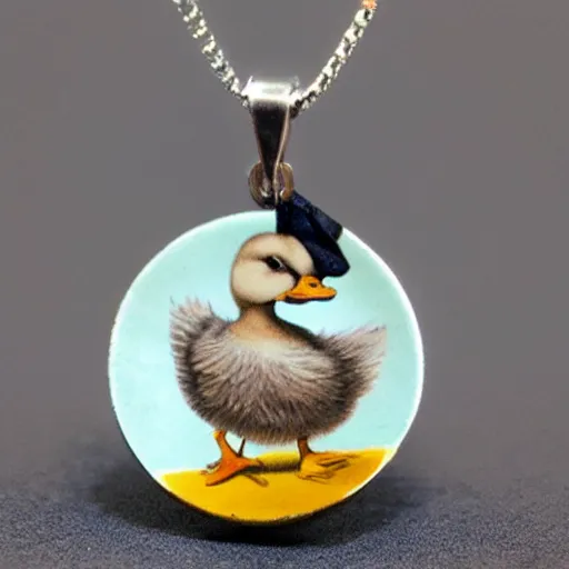 Prompt: duck with necklace