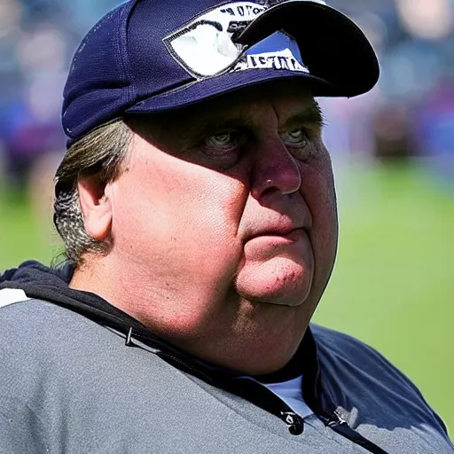 Prompt: a morbidly obese coach Belichick