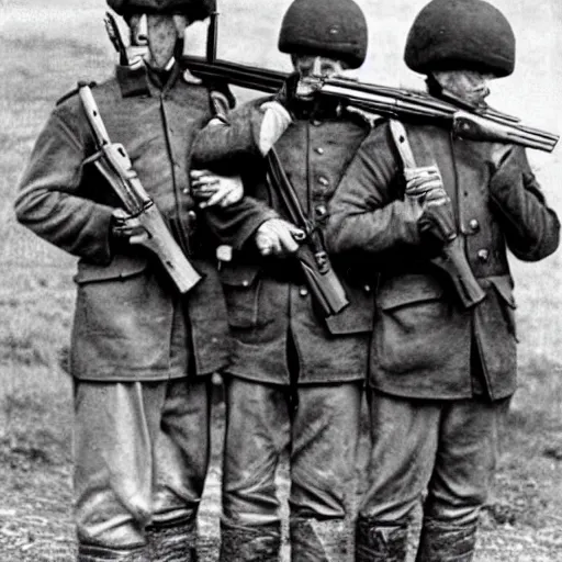Prompt: emus soldiers, emus holding a gun. soviets, realists.