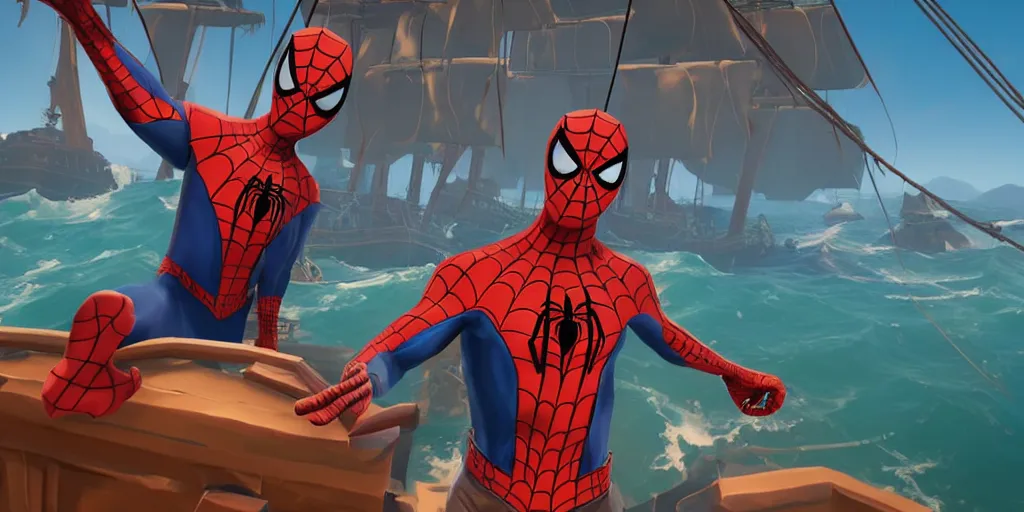 Image similar to spiderman In sea of thieves,