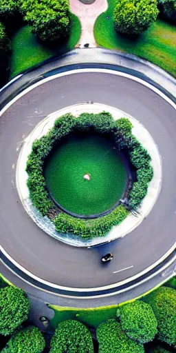 Image similar to huge giant eyeball sitting in a park, drone shot, 5 0 mm f 2. 5, daylight