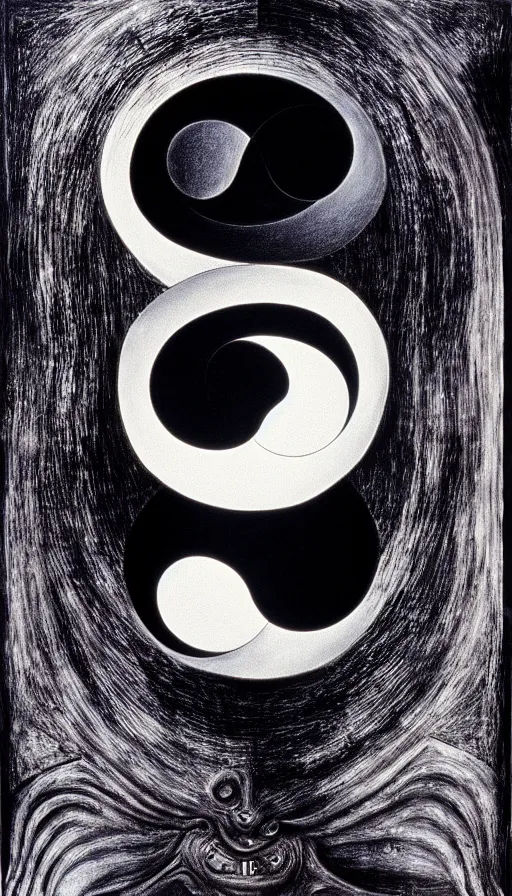 Prompt: Abstract representation of ying Yang concept, by HR Giger