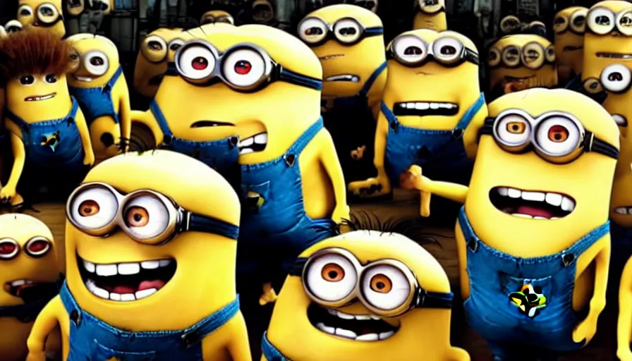 Image similar to fight club!!!, fight club!!!((the minions)), movie still