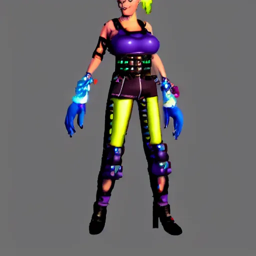 Prompt: The newest low polly cyberpunk character model