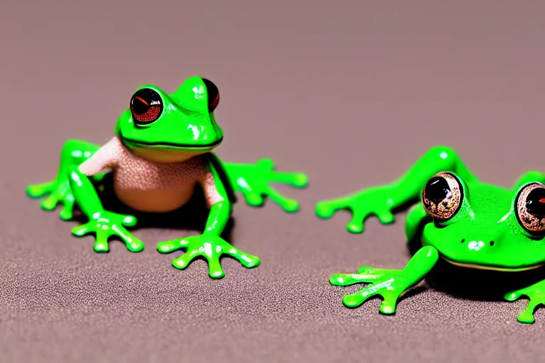 Image similar to toy frog, california, in 2 0 1 5, perfect focus, hyper detailed 5 5 mm 8 5 mm, toy photography, made out of plastic