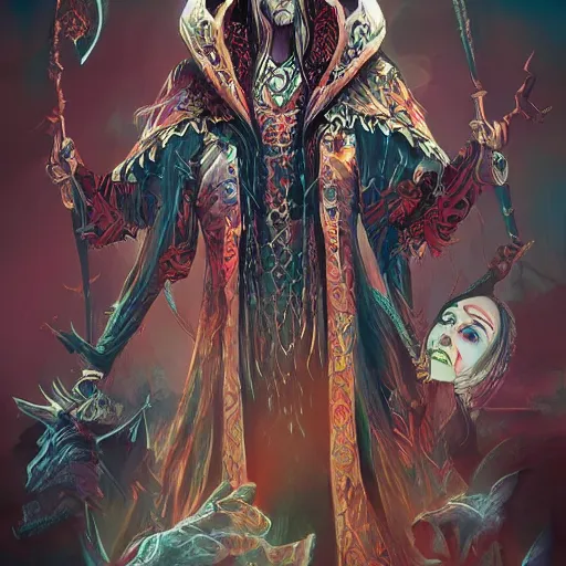 Image similar to vampire lord, d & d style, trending on artstation, colorful, intricate, art by kev chan