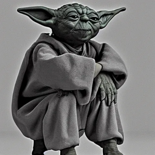 Image similar to yoda sitting on toilet