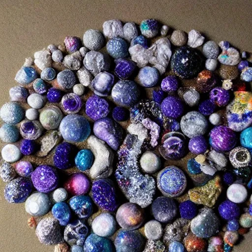 Image similar to Liminal space in outer space, made with geodes!!!!!