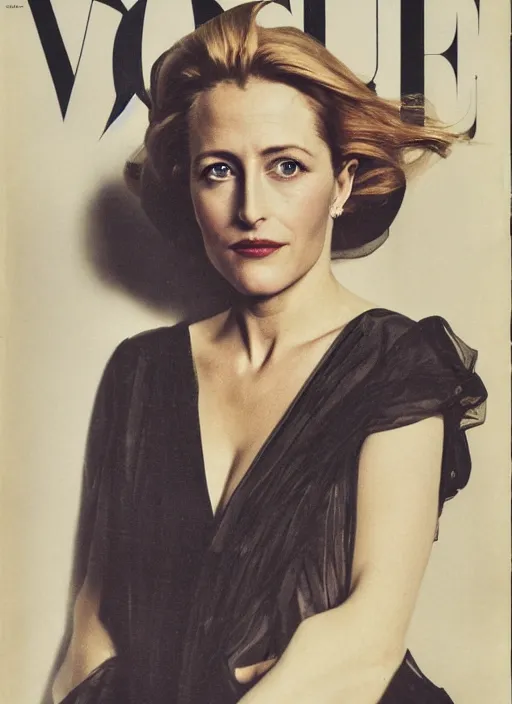 Prompt: a portrait of gillian anderson by mario testino, head shot, award winning, cover of vogue 1 9 1 0, 1 9 1 0, 1 9 1 0 s style, 1 9 1 0 s hairstyle, sony a 7 r