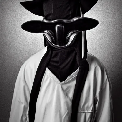 Prompt: teenage plague doctor prom photo. extremely lush lifelike detail. award - winning digital art by ansel adams, alan lowmax, steichen. surreal scientific photoillustration, masterpiece, artstation, shutterstock polycount contest winner, biomorphic. child larva plague doctor