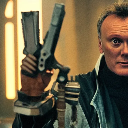 Image similar to Anthony Head as Cyberpunk Uther