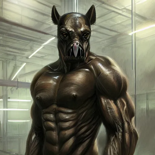 Prompt: a monstrously muscular male anthro horse wearing a tactical suit in a research facility, foggy breath coming out of mask, highly detailed, anthro art, furaffinity, digital painting, artstation, sharp focus, smooth, concept art, illustration, art by artgerm, greg rutkowski, wlop