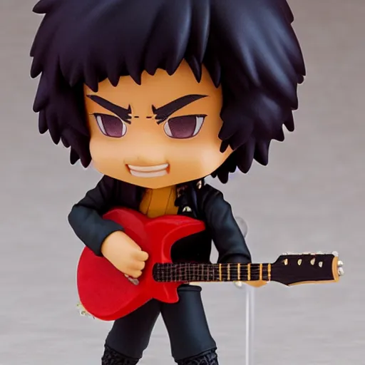 Prompt: jimi hendrix as nendoroid! with guitar on fire, 8 k hd dof, kodak film,