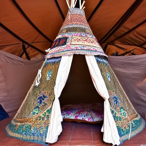 Prompt: ornate elaborate rococo tipi