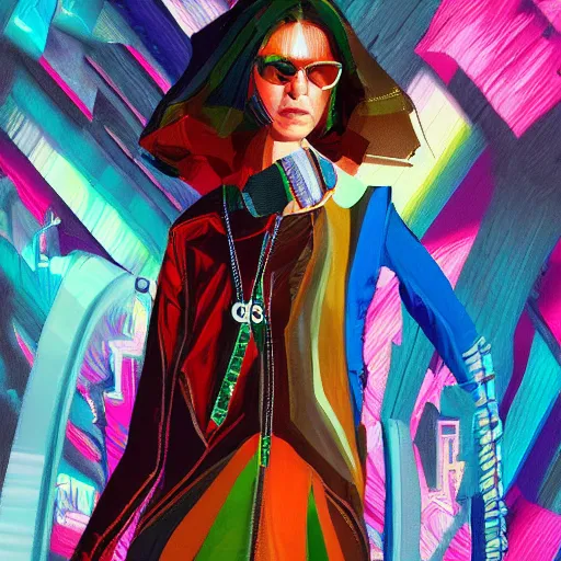 Image similar to glitch fashion, gucci catwalk, oil painting, digital art, ultradetailed, artstation