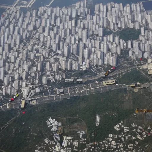 Image similar to aerial view of the site where the ovni crashed over the city of Seoul. AFP