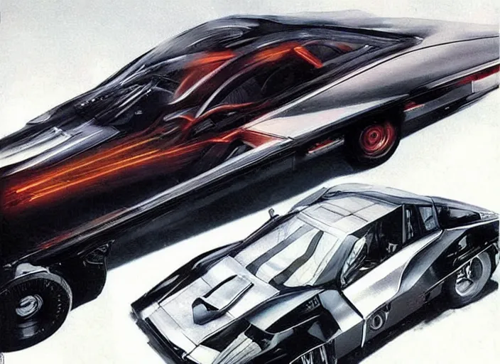 Prompt: ( ( ( ( ( knight rider kitt, car concept art, sci - fi illustration, painting ) ) ) ) ) by vincent di fate and john berkey!!!!!!!!!!!!!!!!!!!!!!!!!!!!!!