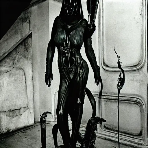 Image similar to giger, photo by helmut newton