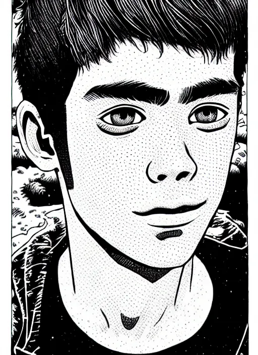 Image similar to portrait of teenage archie andrews, freckles, intricate, highly detailed, illustration, art by junji ito, junji ito