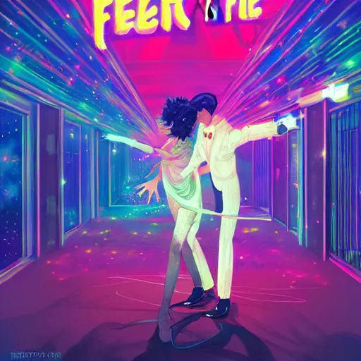 Image similar to fever of the night, a grime tale of the night fever, disco club of the occult, digital painting, artstation, ristan eaton, victo ngai, artgerm, rhads, ross draws, anime styled