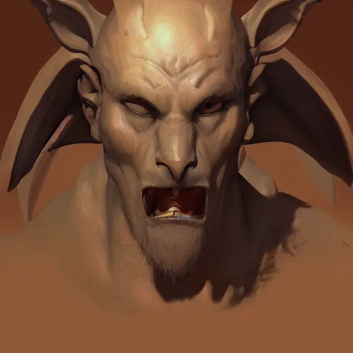 Prompt: a portrait of a friendly gargoyle monk warrior with small horns and large wings, in the style of bayard wu, trending on artstation, desert background, shadowy lighting, chaotic undertones, high detail 8 k