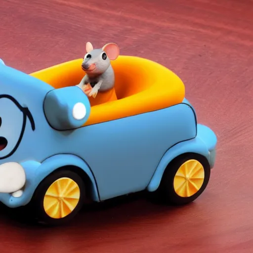 Image similar to tiny mouse driving cheese car, HD, 8k
