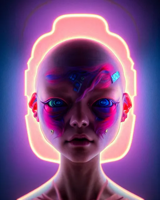 Prompt: an asymmetrical portrait of a bioluminescent patchwork doll, highly detailed, digital painting, cinematic, hyperrealism, dark retrowave, art by stanley lau and artgerm and magali villeneuve and alphonse mucha, artstation, octane render, cgsociety, james jean, victo ngai, david rubin, mike mignola