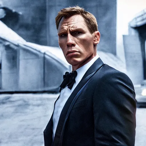 Image similar to Live Action Still of Jerma985 in James Bond, real life, hyperrealistic, ultra realistic, realistic, highly detailed, epic, HD quality, 8k resolution, body and headshot, film still