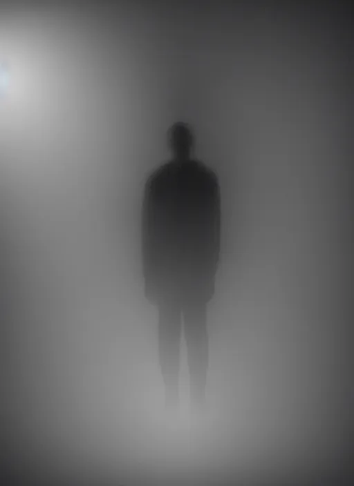 Prompt: human entity silhouette, large diffused glowing aura, long exposure, film grain, cinematic lighting, maximum detail