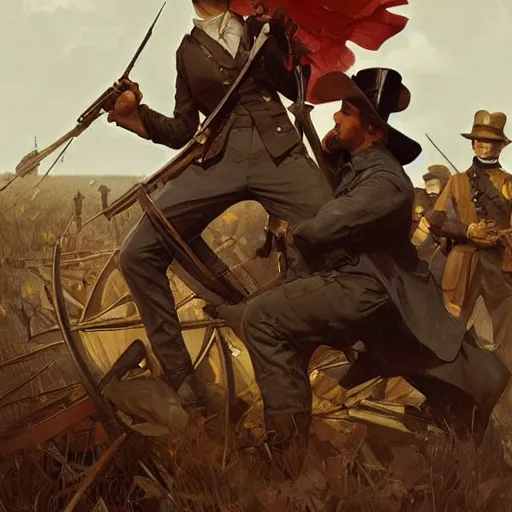 Image similar to american civil war. highly detailed, digital painting, artstation, concept art, smooth, sharp focus, illustration, art by artgerm and greg rutkowski and alphonse mucha and loish and wlop