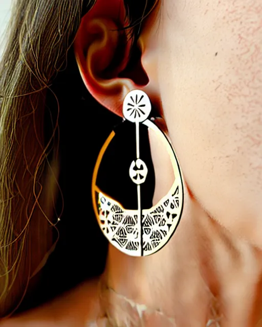 Prompt: beardsley, 2 d lasercut earrings,