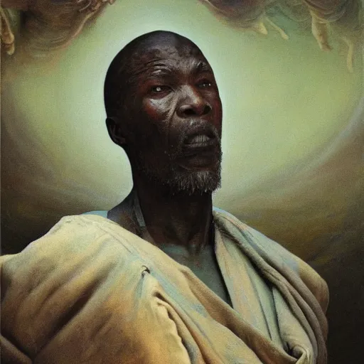 Image similar to yoruba priest | highly detailed oil painting, hyperrealistic, very intrincate | cinematic lighting, award - winning | by rachel ruysch, giger, beksinski and bocklin | by austin osman spare and william blake, trending on artstation, cgsociety, official art, octane.