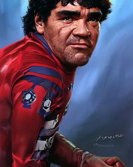 Image similar to cinematic portrait, smooth, diego armando maradona by peter andrew jones, by mark brooks, hd, hyper detailed, 4 k